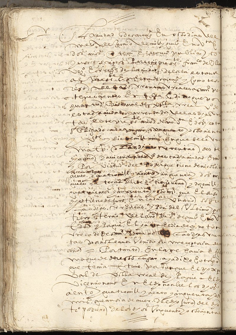 Declaración de Francisco de Ulloa, regidor y vecino de Lorca, como tesorero de las rentas reales, sobre que Cristóbal de Villarreal, vecino de Cartagena, arrendador de estas rentas en el año 1592, sobre el precio del remate.